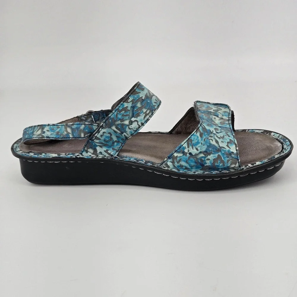 Alegria Verona Blue Floral Slingback Comfort Sandal Shoes Women Size 41 US 10
